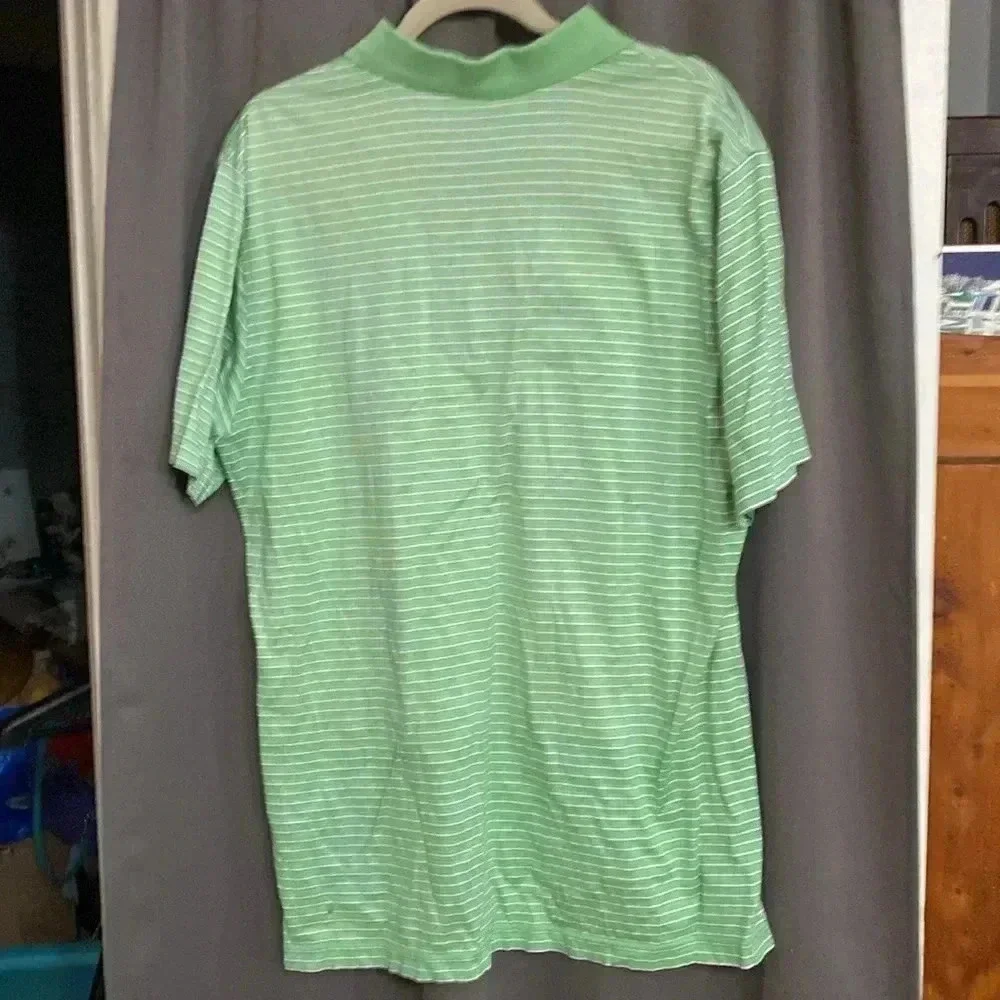 PETER MILLAR MENS SIZE LARGE‎ 100% COTTON POLO SHIRT LIGHT GREEN WHITE STRIPE - Picture 9 of 9